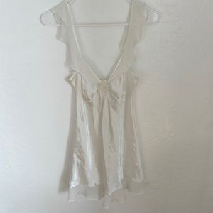 White silky slip dress
